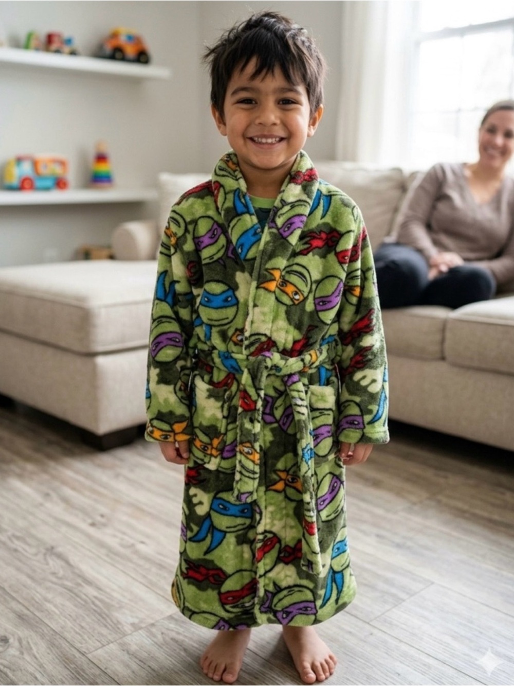 Kids' Plush Ninja Turtle Robe 5T